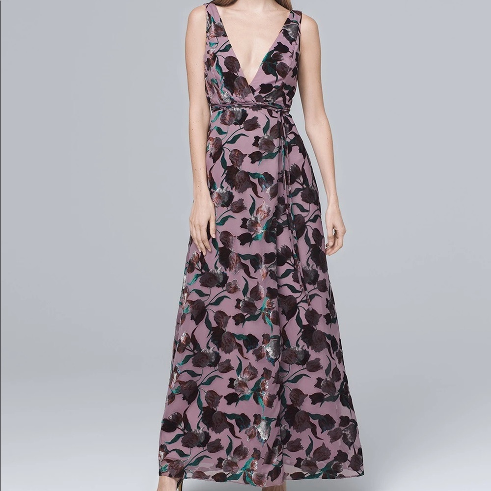 Aidan Mattox velvet burnout wrap long gown